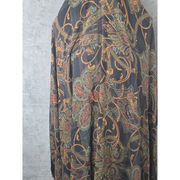 Vintage Norma Walters Extra Large Paisley Shawl Fringe Multifunctional Burgundy - Picture 8 of 9